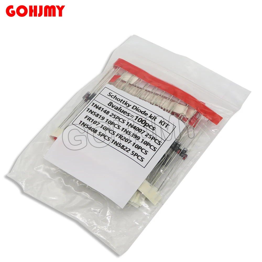 8-Wert Schottky Diode Gleich richter dioden Kit 1 n4148 1 n4007 1 n5819 1 n5399 1 n5408 1 n5822 fr107 fr207 schnelle Schalt diode 100 Stk Image