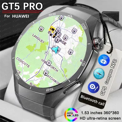 Für HUAWEI Uhr 5 PRO Upgrade Smart Uhr Männer GT5 Pro AMOLED HD Bildschirm Bluetooth Anruf GPS NFC Image