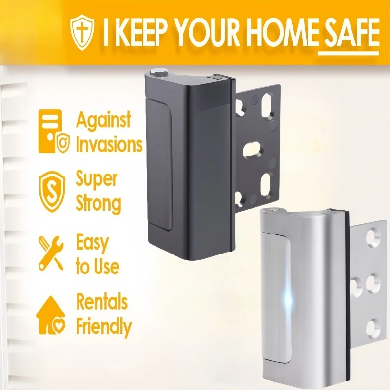 Upgrade Home Security Türschloss, kindersicheres Türverstärkungsschloss mit 3-Zoll-Stopp, Kinder-Nachtschlösser für nach innen schwingende Türen Image