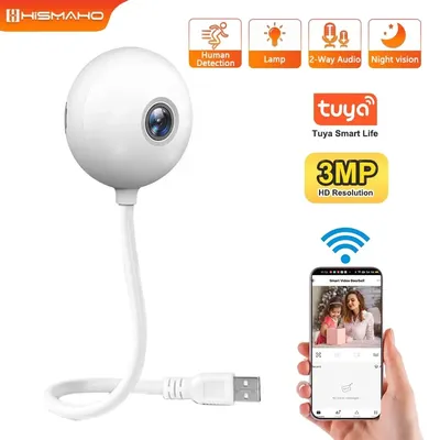 Tuya Mini Kamera 3MP Indoor WIFI Wireless Baby Monitor USB Port Glühbirne Kamera Sicherheit Schutz Video Überwachung Onvif ﻿