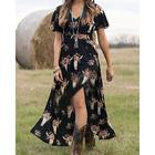 Per donna Abito Lungo Maxi Abito Vestito Casual Abito Estivo Abito Boho Abito Stampato Moda All'aperto Feste Ferie Vestibilità regolare Floreale Senza Maniche Scollo a V Nero Estate Primavera