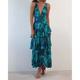 Per donna Abito Lungo Maxi Abito Vestito Casual Abito Estivo Abito Boho Abito Stampato Moda All'aperto Feste Ferie Vestibilità regolare Floreale Senza Maniche Scollo a V profondo Giallo Rosa Rosso