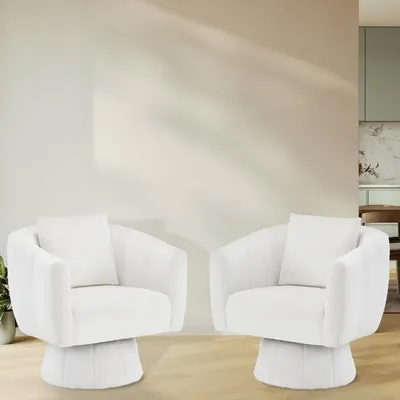 Swivel Accent Chair Set of 2, Comfy 360° Swivel Barrel Chair ，Modern Velvet Fabric Living Room Chair