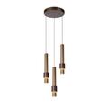 Suspension aluminium 3 lumières café