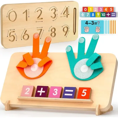 New Toddlers Double-Sided Finger Tracing Board Montessori Learning Toys Number Blocks Wood