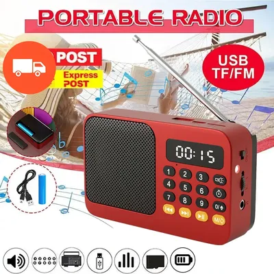 Bluetooth 5.0 Portable Radio Rechargeable Radio with Flashlight Wireless Bluetooth Speaker Support