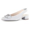 Slingpumps GABOR, Damen, Gr. 41, grau (hellgrau), Ziegenveloursleder, unifarben, elegant, Schuhe, Blockabstz, Festtagsschuh, Hochzeitsschuh mit elastischem Riemchen