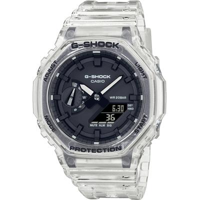 Chronograph CASIO G-SHOCK, transparent (transparent, schwarz), Armbanduhren, Herren, Quarzuhr,Armbanduhr,Herrenuhr, digital,bis 20bar wasserd. Resinarmband Image