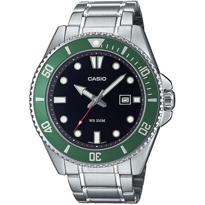 Quarzuhr, silber (grün, silberfarben), CASIO TIMELESS COLLECTION, Armbanduhren, Herren, Armbanduhr, Herrenuhr, bis 20 bar wasserdicht, Datum Image