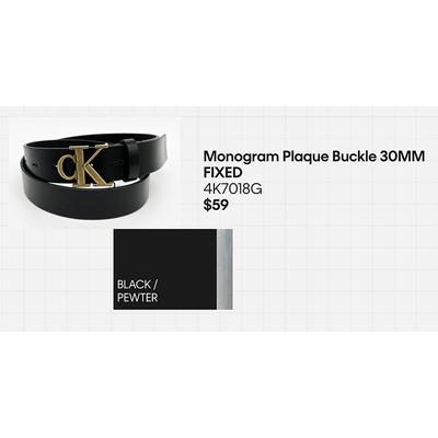 Ledergürtel CALVIN KLEIN JEANS "Monogram Plaque Buckle 30MM", Damen, Gr. 100, schwarz, Rindsleder, unifarben, casual, Gürtel Image