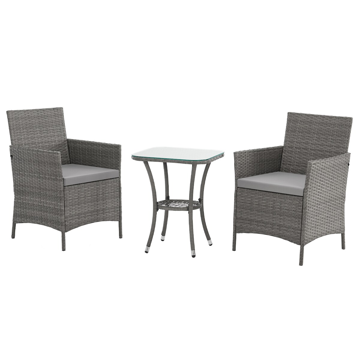 SVITA BROOKLYN BISTRO Gartenmöbelset 3-tlg. Rattan Outdoor Gartenlounge Grau Image