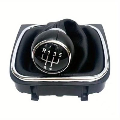 TEMU 5/6 Shift Knob With Leather Dust Cover, Car Modification Gear Shift Rod Head Cover, Fits Golf 5/6 Mk5/6 2004-2014, Leather Material Image