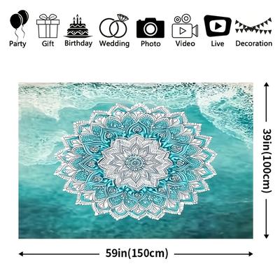 TEMU Blue And Wall Tapestry, Universal Holiday Decor, Polyester, No-electricity Required, Living Room, Bedroom, Office - Fits Image