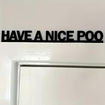 "TEMU 2d Flat, 1pc Bohemian Humorous Wooden Door Sign - " Poo" Modern Art, Artificial Wood For Home Entrance, Bedroom, Bathroom Decor - Perfect Housewarming & For Home Decor Lovers" Image