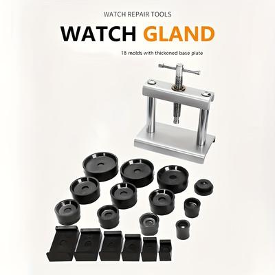 TEMU 19pcs Professional Watch Press Set, Watch Back Case Closing Tool & Fitting Dies Watch Repairing Tool, Die Kit For , For Gifts Image