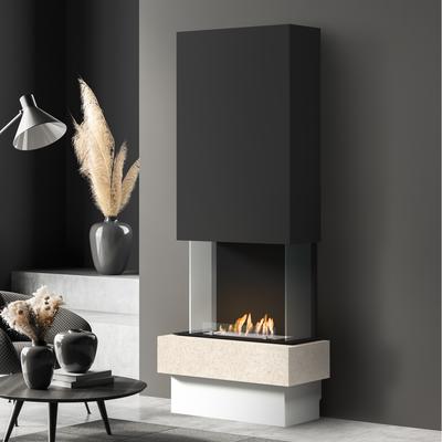 muenkel design Garda [moderner Design Ethanolkamin]: Jura (Schiefer beige) - safety burner 450 - Haube schwarz-grau Image