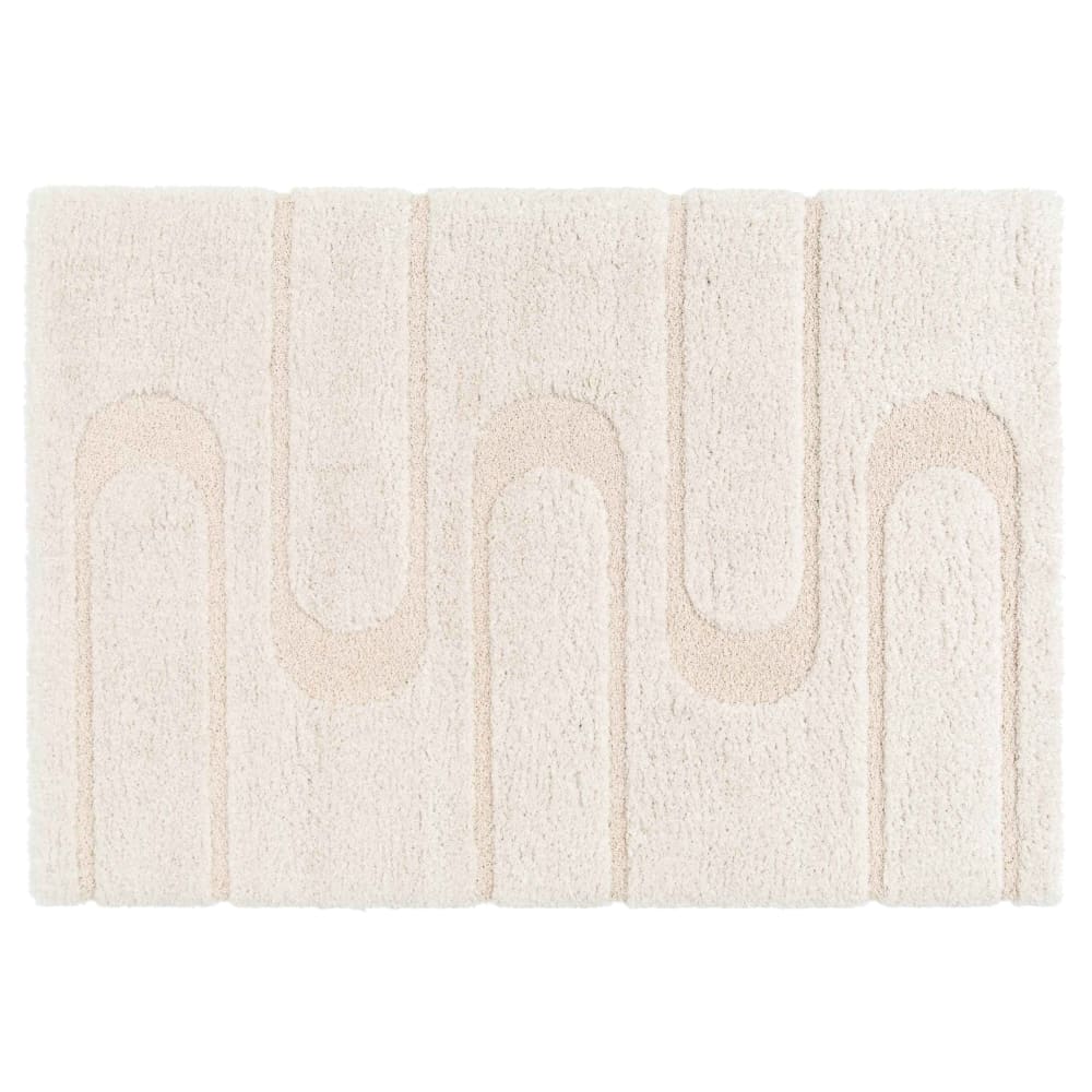 Tappeto a pelo lungo con motivo geometrico ecrù 160 x 230 cm