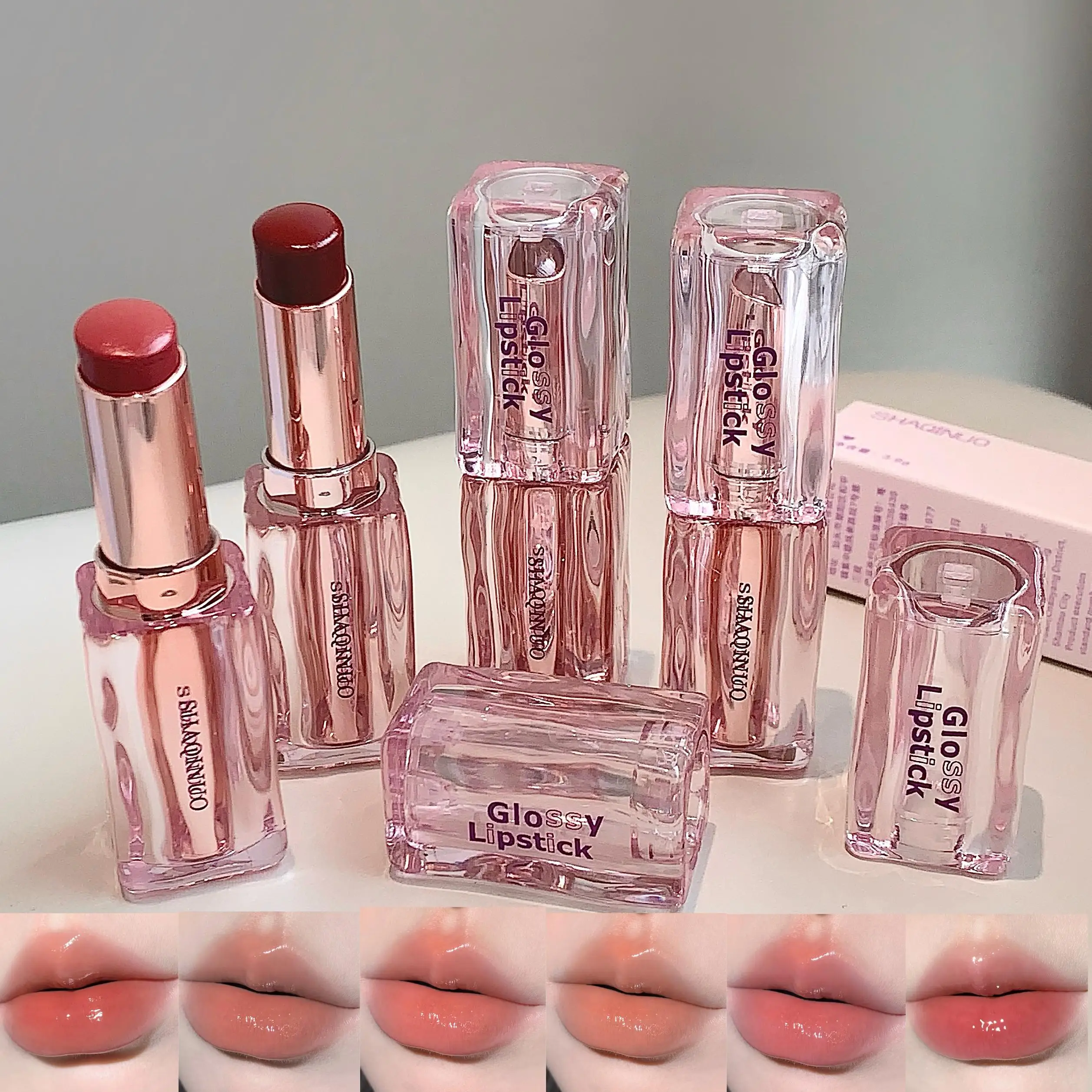 SHAQINUO Mirror Water Gloss Lippenstift Seidiger Glanz Lippenstift Feuchtigkeitsspendender, langanhaltender Lip Glaze Lipgloss Image