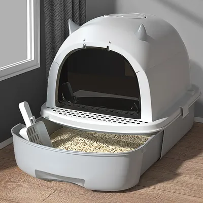 Tieker Enclosed Cat Litter Box Splashproof Tray Drawer Cat Litter Box Pet Cat Toilet Deodorant with