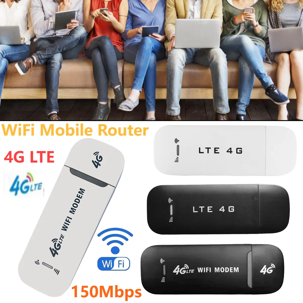 150 Mbit/s Wireless WiFi Mobile Router 4G LTE USB Modem Dongle SIM Karte Netzwerk Karte Tasche WiFi Hotspot Router für Home Office Image