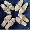 Unisex Hanf-Slides, Ausschnitte, Grasweberei, Schuhe, runde Zehen, neuartig, handgefertigte Massage-Hausschuhe, Stroh, natürliches Beige, breite Füße, Größe 44–3