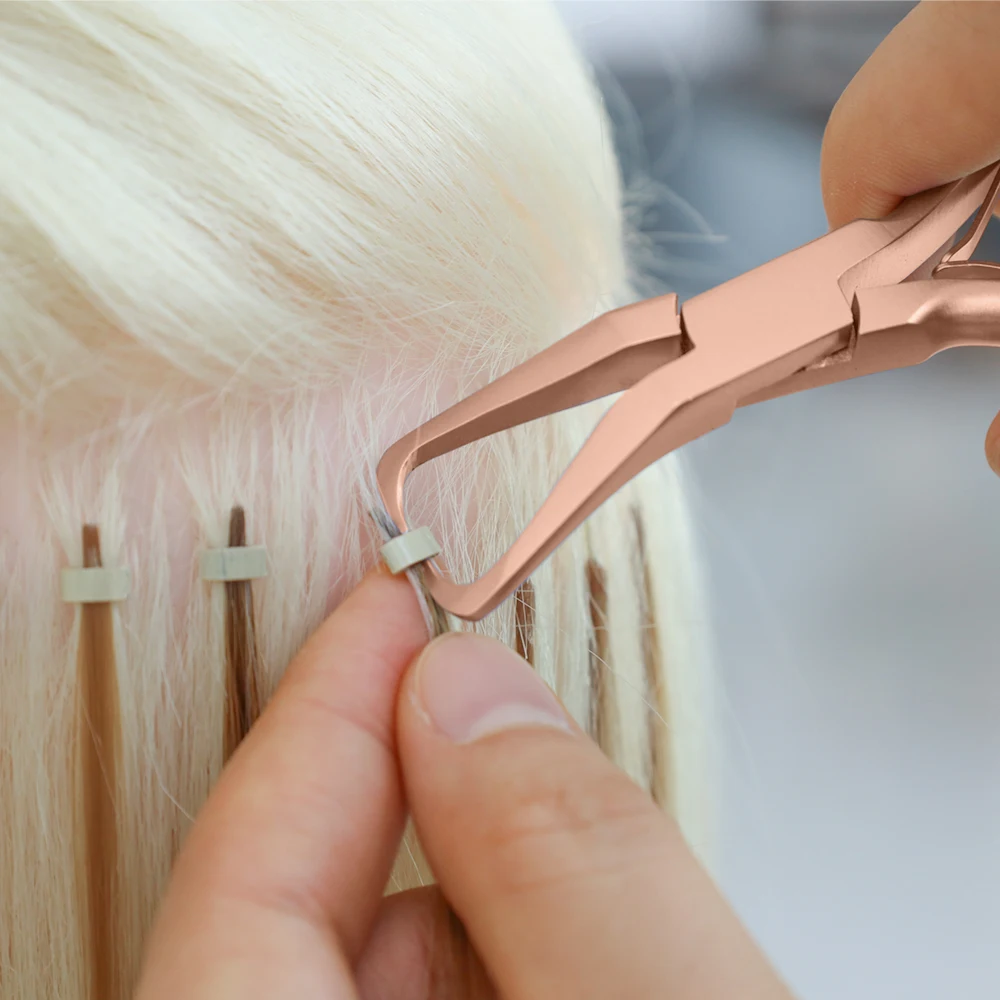 GlamorDove Micro Perlen Zange für Haarverlängerung Entfernung Micro Ring Link/Bead Opener Tool Silber Farbe Micro Ring Bead Zange Image