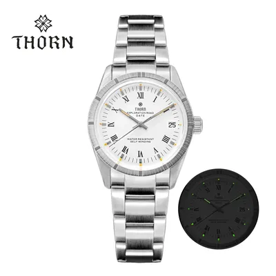 THORN 34mm Vintage Homage Watch For Men PT5000 Movement Automatic Mechanical Domed Sapphire Luminous 10Bar Waterproof Watches