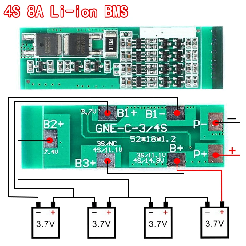 4s 8a Polymer Li-Ionen Lithium Batterie ladegerät Schutz platine für 4 serielle 4 stücke 3,7 Li-Ionen Lades chutz modul BMS Image