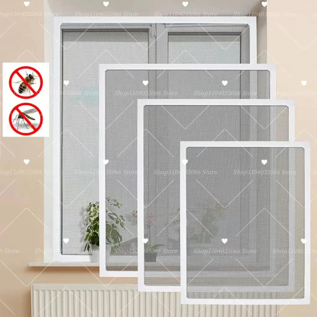 Anpassbares Moskitonetz, leicht und atmungsaktiv, insektensicher, selbstklebend, wiederverwendbar, weißer Fensterschutz, Insektenschutz