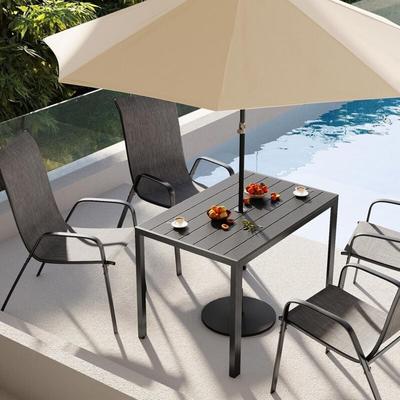 Gartentisch mit Sonnenschirmloch,Beistelltisch Balkontisch Outdoor-Esstisch 110 x 70 cm, Aluminium, Image