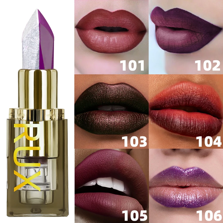 Zweifarbiger, glitzernder und mattierter Lippenstift, lila schwarzer Lippenstift, Verfärbung, sexy rote Rose, feuchtigkeitsspendendes Lippen-Make-up, Lippentönung, Lippenglanos