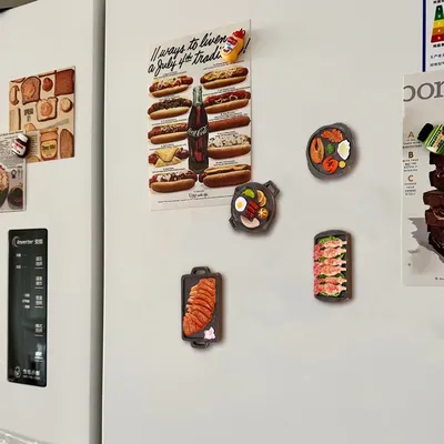 4 teile/satz 3D Simulation Lebensmittel Kühlschrank Mit Magnetische Saug Eisen Platte Geröstet Lamm Image