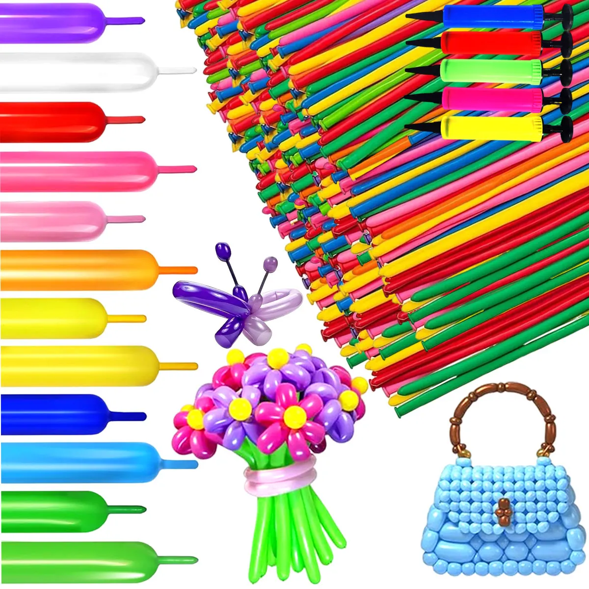 50/100 stücke 10,24 zoll Bunte Lange Latex Ballons Mit Ballon Pumpe DIY Manuelle klasse Magie Verdrehen Ballons ZSY Image
