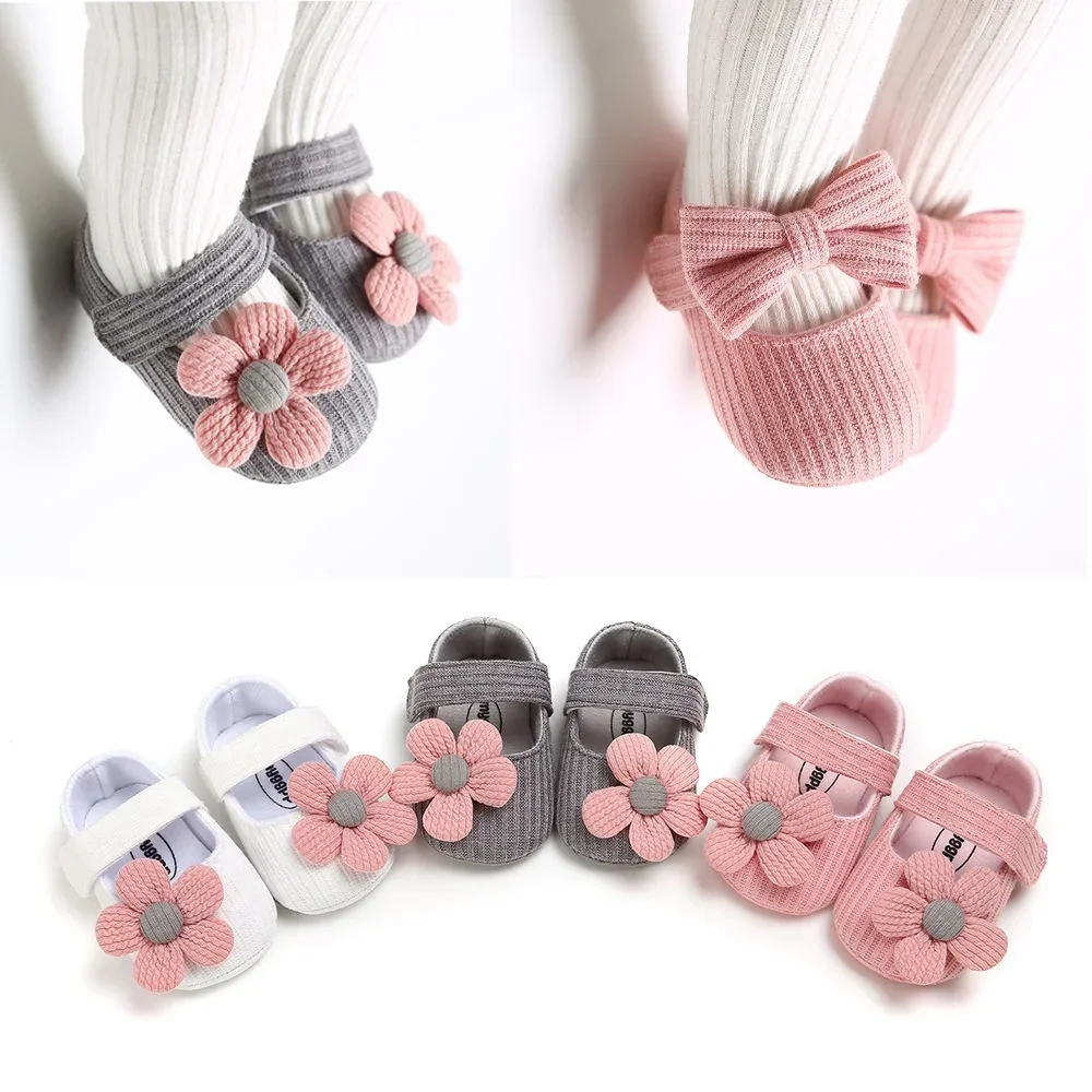 Schuhe für Neugeborene, niedliche Schleife, weiche Sohle, rutschfeste Kleinkind-Wanderschuhe für Mädchen von 0–18 Monaten, Prinzessinnen-Stil, erste Wanderer Image