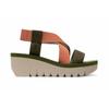 Fly London Damen YABI922FLY Grün Roségold Cupido Ledersandalen Espadrille Plateau Wedges