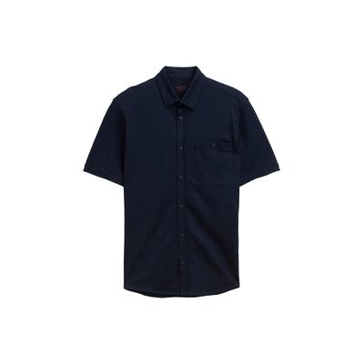 TOM TAILOR Herren Regular Fit Kurzarmhemd aus Baumwolle, blau, Uni, Gr. S Image