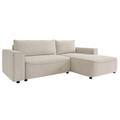Canapé d'angle droit convertible 4 places en tissu texturé beige
