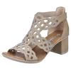 Sandalette RIEKER, Damen, Gr. 39, beige, Nubuklederimitat, unifarben, elegant, Schuhe, Sommerschuh, Schaftsandale, Urlaubschuh, Blockabsatz mit Glitzersteine