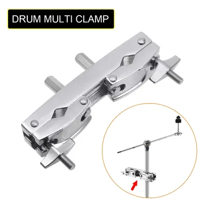 Drum Multi-clamp Alloy Silvery 2 Holes Adjustable Quick Release Multi-Clamp Construct Cymbal Stand