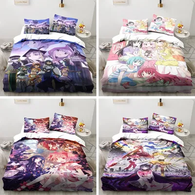 Puella Magi Madoka Magica Bedding Set Boys Girls Twin Queen Size Duvet Cover Pillowcase Bed Kid