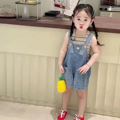 Summer Baby Clothes Suit Children Boys Girls Short Sleeveless Vest Overalls 2Pcs/Sets Toddler Casual