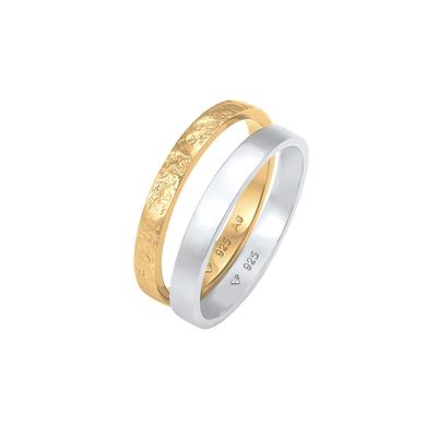 Elli - 2er Set Bandring Basic Organic-Look 925 Silber Ringe 1 ct Damen Image
