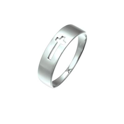 KUZZOI - Kreuz Cut Out Unisex 585 Weißgold Ringe 1 ct Herren Image