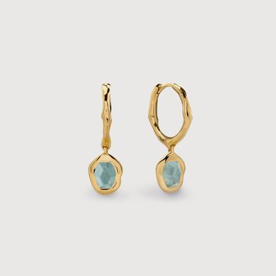 Gold Odyssey Gemstone Huggie Earrings Aquamarine