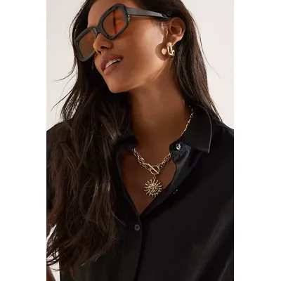 Bevelled Rectangular Sunglasses