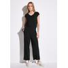Overall STREET ONE, Damen, Gr. 40, EURO-Größen, schwarz, Stoff, 95% Viskose, 5% Elasthan, unifarben, casual, normal knöchelfrei, V-Ausschnitt, Kurzarm Bündchen, Overalls, mit seitlichen Einschubtaschen