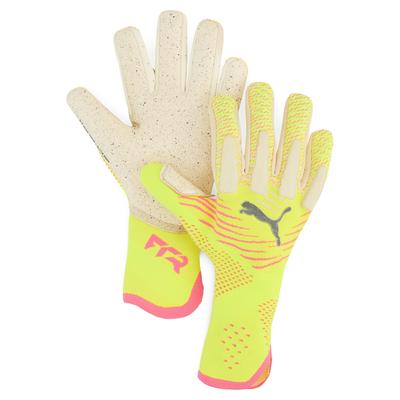 Torwarthandschuhe PUMA "FUTURE Ultimate NC Fußball Torwarthandschuhe Unisex", Damen, Gr. 8, gelb alert sun struck pink, Handfläche: 100% Latex; Handrücken: 9% Silikon, 82% Polyester, 9% Elasthan, Handschuhe Image