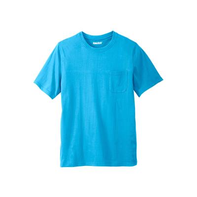 Men's Big & Tall Shrink-Less Lightweight Pocket Crewneck T-Shirt by KingSize in Electric Turquoise (Size XL)