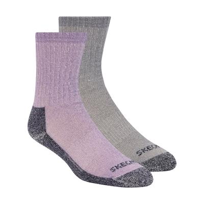 Skechers 2 Pack Women's Crew Wool Socks | Size Medium | Purple/Gray | Acrylic
