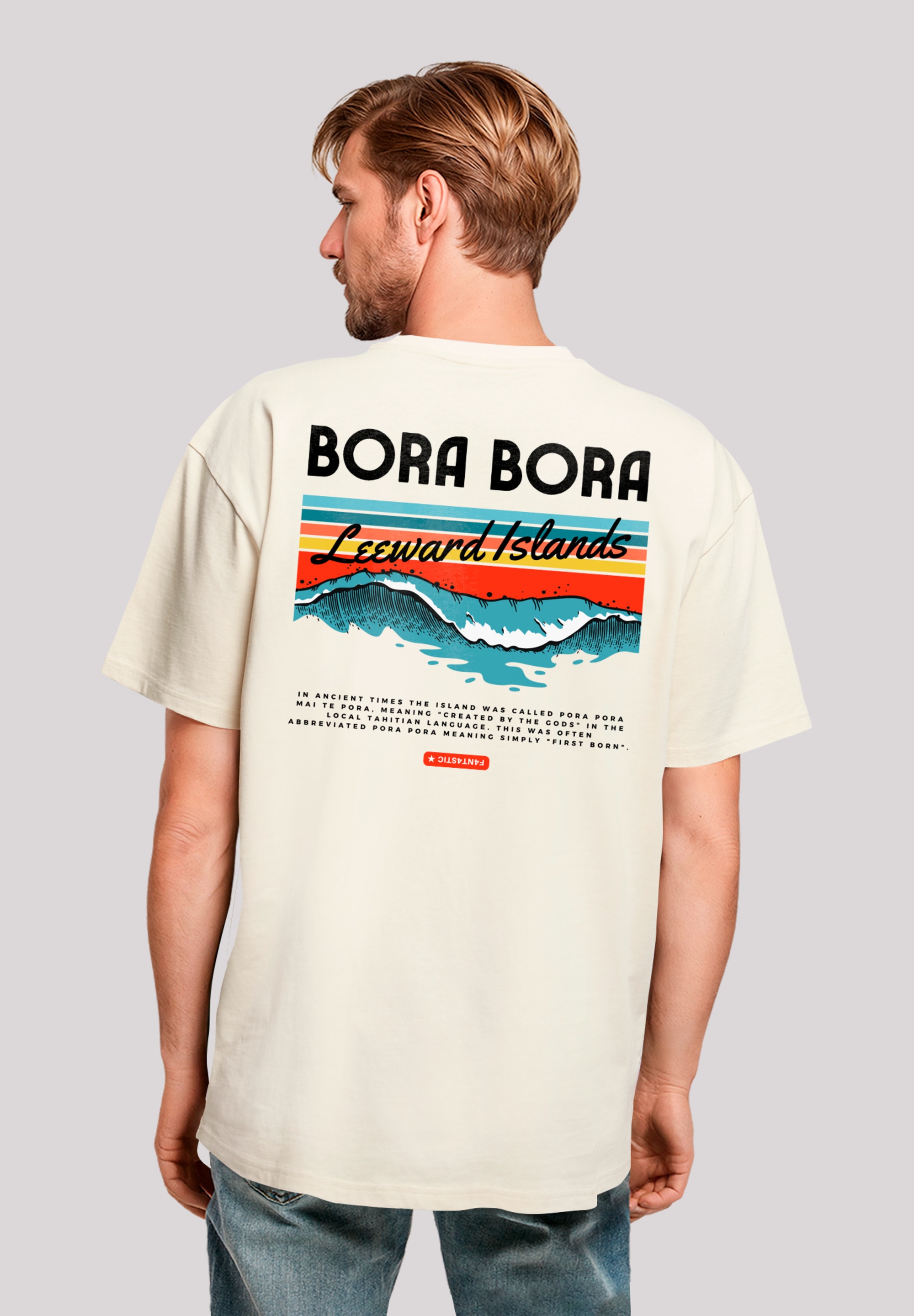 T-Shirt F4NT4STIC "Bora Bora Leewards Island", Damen, Gr. 5XL, beige (sand), Obermaterial: 100% Baumwolle, oversize, Rundhals, ohne Bündchen, Shirts T-Shirt, Premium Qualität